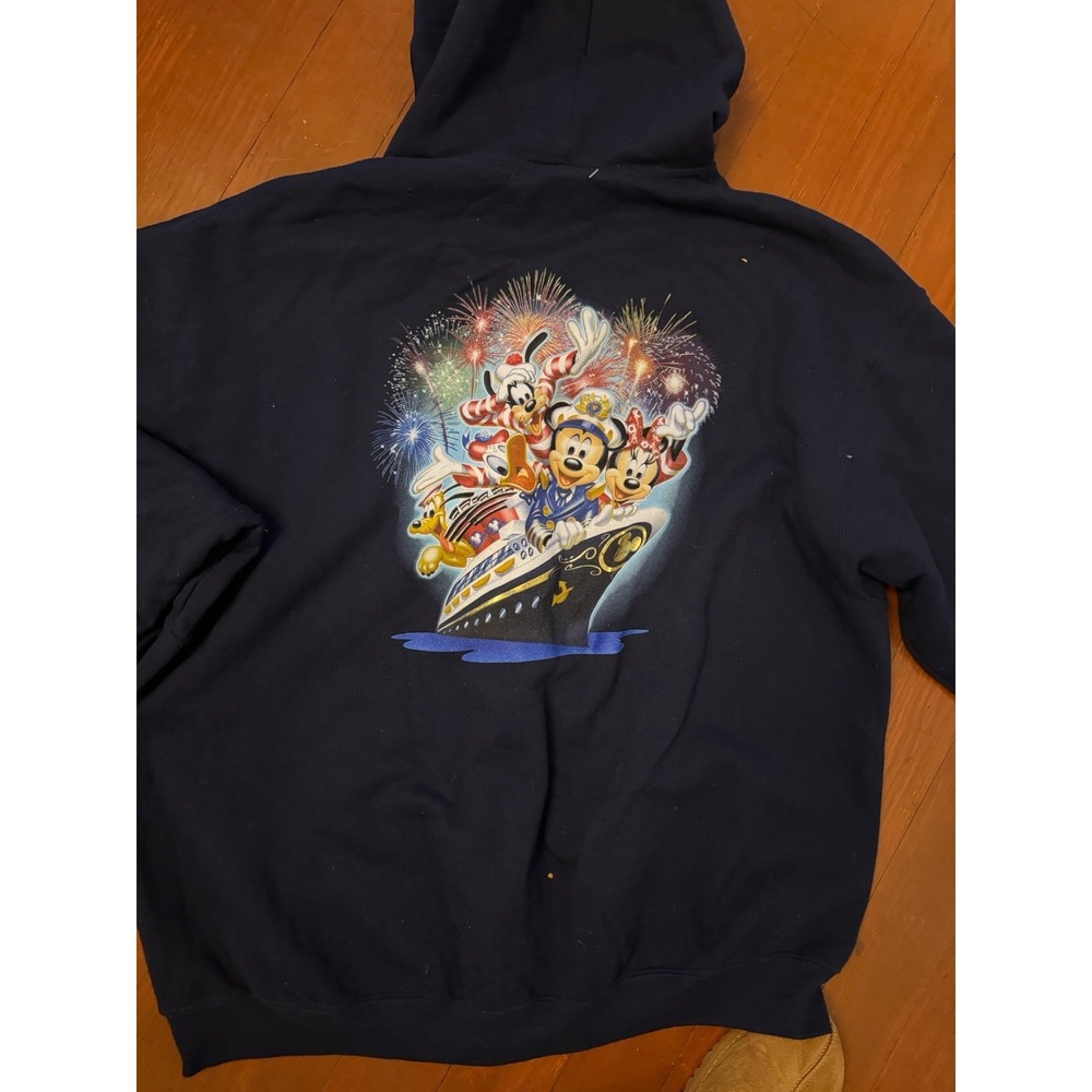 Disney Cruise Line Hoodie Mickey Minnie Goofy Pluto Donald Duck Unisex 2XL Blue